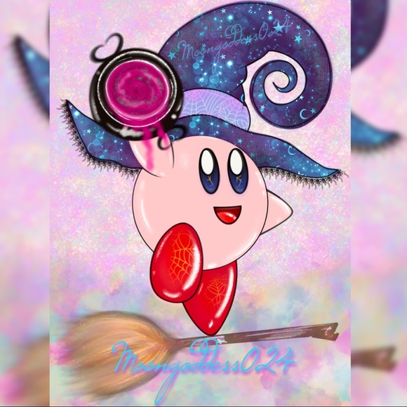 ✨🔮💗Witchy Wittle Kirby 💖ART PRINT💗🔮✨ - Picture 1 of 1